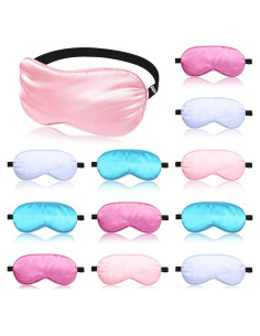 12 Máscaras de Ojos de Seda BBTO Ajustables para Dormir
