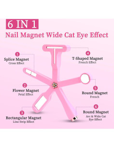 Imán de Uñas Multifuncional BQAN Rosa 6 en 1 para Esmalte de Gel 2