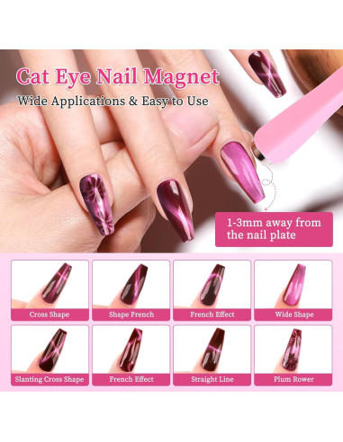 Imán de Uñas Multifuncional BQAN Rosa 6 en 1 para Esmalte de Gel