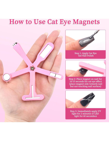 Imán de Uñas Multifuncional BQAN Rosa 6 en 1 para Esmalte de Gel