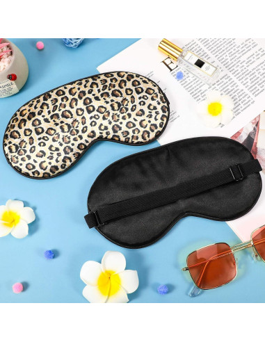 2 Máscaras de Sueño de Seda Geyoga con Correa Ajustable