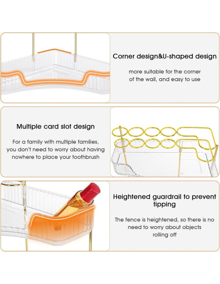 Organizador de Maquillaje JIAN YA NA 3 Niveles Transparente