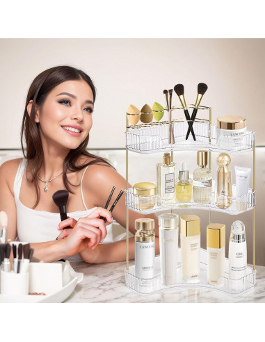 Organizador de Maquillaje JIAN YA NA 3 Niveles Transparente