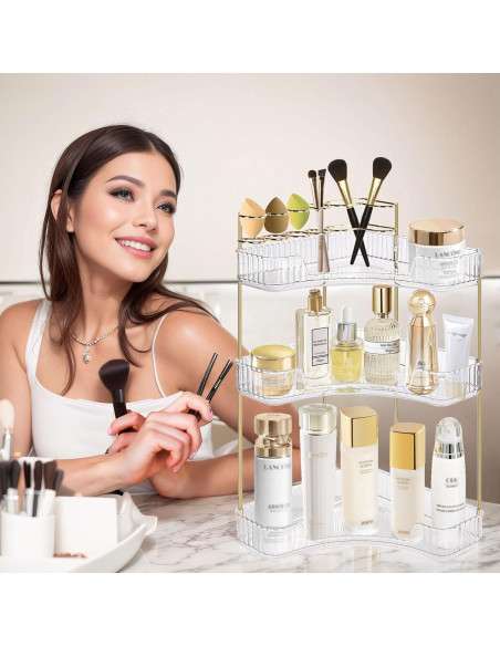 Organizador de Maquillaje JIAN YA NA 3 Niveles Transparente