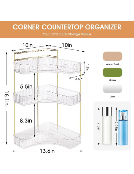 Organizador de Maquillaje JIAN YA NA 3 Niveles Transparente