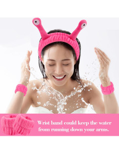 Banda de Lavado de Cara y Pulseras SuPoo - Microfibra Rosa 2