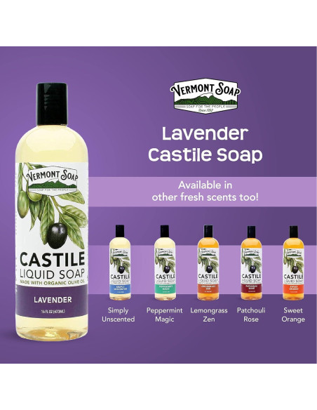 Jabón Líquido de Castile Orgánico Vermont Lavanda 473 ml Jabón Líquido de Castile Orgánico Vermont Lavanda 473 ml