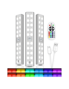Luces LED RGB Bajo Gabinete Long-Stars 3 Paquetes 48 LEDs