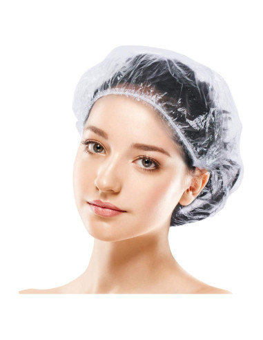 100 Gorras de Ducha Desechables Transparentes Micobin 50CM