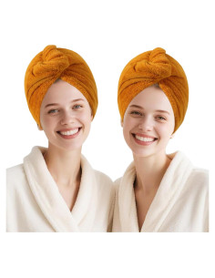 Toalla de Secado de Cabello Microfibra AGKXHDEC 65x25 cm Amarillo