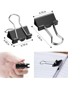 130 Clips de Carpeta Pequeños DANRONG 19mm Negros para Oficina 2