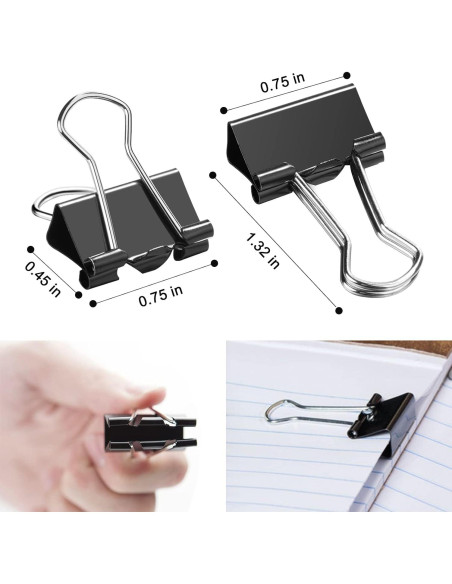 130 Clips de Carpeta Pequeños DANRONG 19mm Negros para Oficina