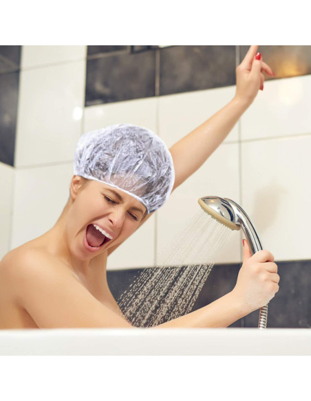 100 Gorras de Ducha Desechables Transparentes Micobin 50CM