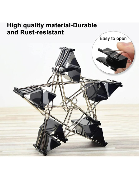 130 Clips de Carpeta Pequeños DANRONG 19mm Negros para Oficina