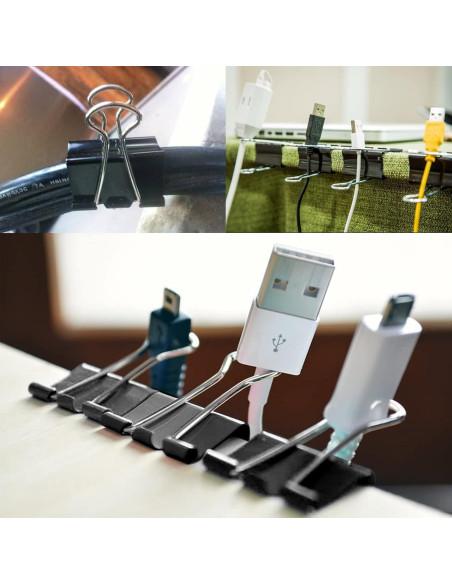 130 Clips de Carpeta Pequeños DANRONG 19mm Negros para Oficina