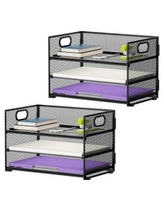 Organizador de Papel Marbrasse 3 Niveles con Asa - 2P Negro