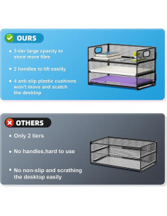 Organizador de Papel Marbrasse 3 Niveles con Asa - 2P Negro 2