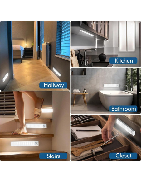 Luz Bajo Gabinete KEPLUG 2 Paquete Sensor Movimiento Recargable