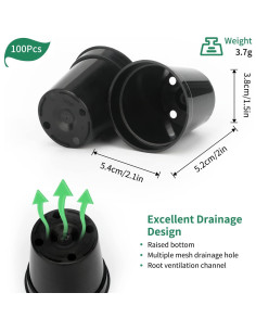 Macetas de Plástico Negras KINGLAKE GARDEN 50 Unidades 5.4 cm 2