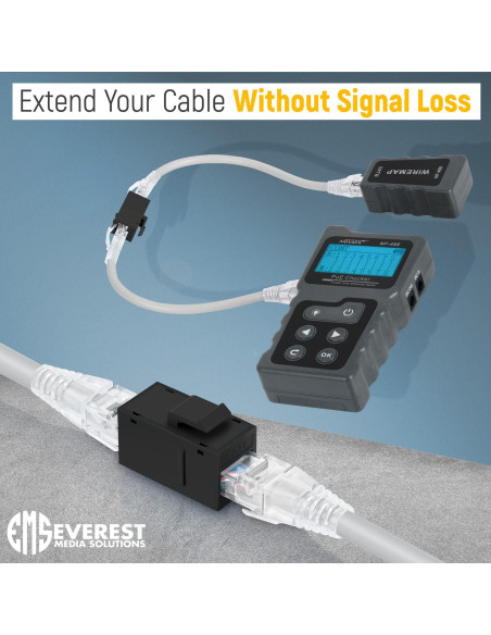 Acoplador Keystone RJ45 Cat6 Everest - Hembra a Hembra, Negro, Paquete de 6