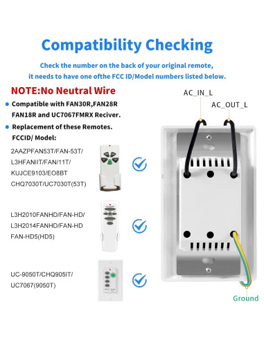Control Remoto Universal para Ventilador de Techo Greenbell GB-BY06-R28