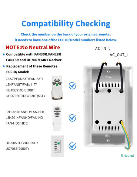 Control Remoto Universal para Ventilador de Techo Greenbell GB-BY06-R28