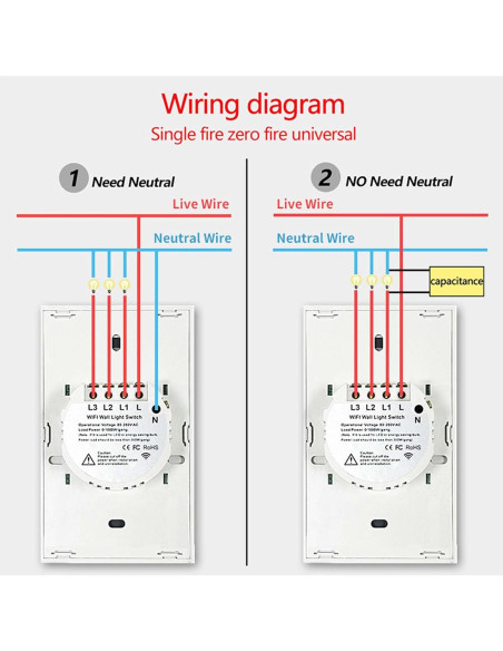 Interruptor de Luz Táctil Inteligente Lslinagmei 1 Gang WiFi