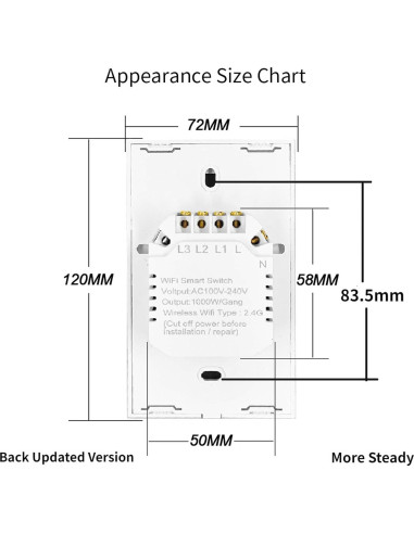 Interruptor de Luz Táctil Inteligente Lslinagmei 1 Gang WiFi