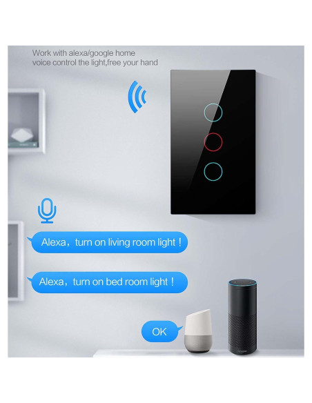 Interruptor de Luz Táctil Inteligente Lslinagmei 1 Gang WiFi
