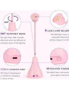 Lámpara UV LED de Uñas Smallshs Rosa, Secado Rápido 18W 2