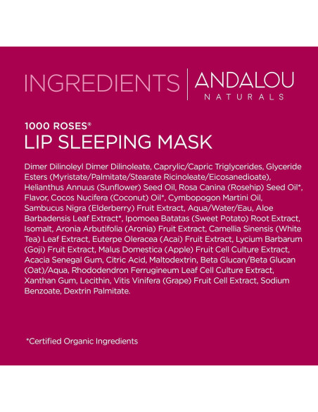 Máscara Labial Nocturna Andalou Naturals 1000 Rosas 11.83g