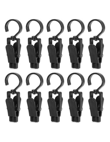 10 Ganchos Colgantes Giratorios Wenplus 10.9 cm Plástico Negro