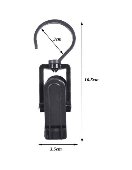 10 Ganchos Colgantes Giratorios Wenplus 10.9 cm Plástico Negro