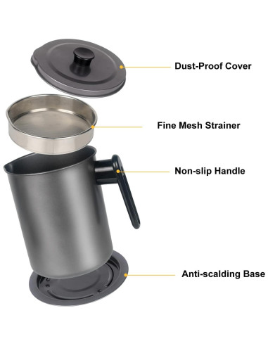 Contenedor de Grasa de Tocino GameXcel 1.7L con Filtro y Tapa