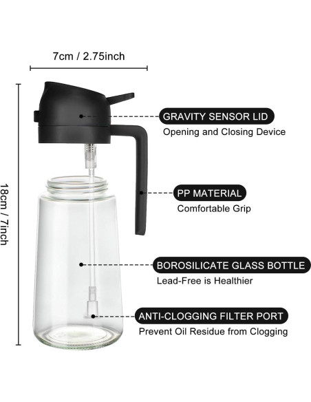 Dispensador de Aceite 2 en 1 WPWWPW 470 ml con Boquilla Fina