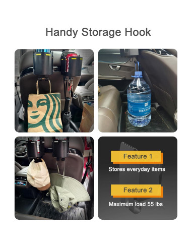 Soporte para Taza de Reposacabezas TRIZEPSSEIL 2PCS Negro