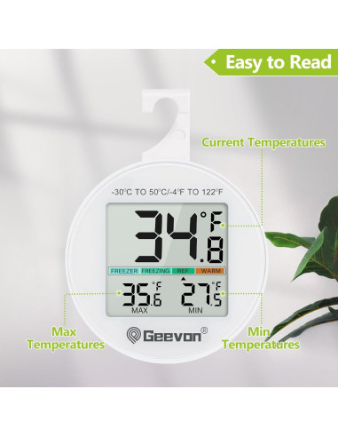 Termómetro Digital Geevon para Refrigerador 2 Unidades IP65