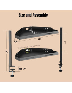 Estante de esquina para escritorio Yuxh Y60A1 2 niveles 40.64x22.86cm 2