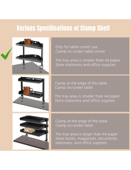 Estante de esquina para escritorio Yuxh Y60A1 2 niveles 40.64x22.86cm