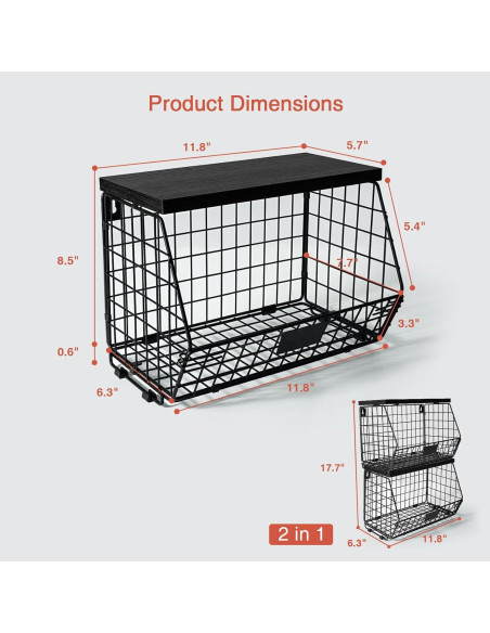 Juego de 2 cestas de almacenamiento colgantes Goozii 30x19.5x23cm