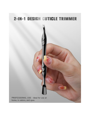 Empujador de Cutículas FERYES 2 en 1 Acero Inoxidable Negro