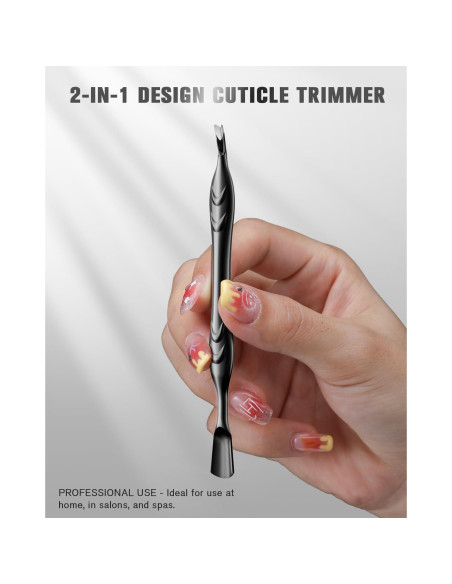 Empujador de Cutículas FERYES 2 en 1 Acero Inoxidable Negro Empujador de Cutículas FERYES 2 en 1 Acero Inoxidable Negro