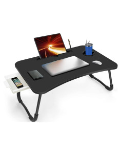 Escritorio Plegable Portátil Fayquaze con Cajón y Soporte para Taza