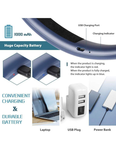 Luz de Lectura Recargable para Cuello CQP-DZ-006 3 Brillos Azul