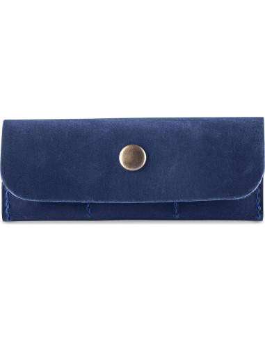 Estuche Porta Tarjetas SD de Cuero MAKYN Azul - Organizador 6 Tarjetas