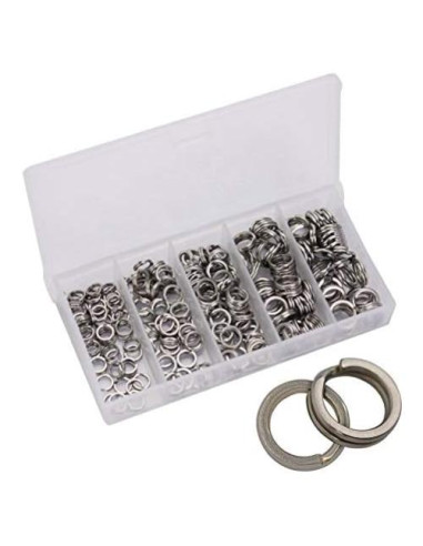 200 Anillas de División Acero Inoxidable JJZS 5-9mm para Joyería y Pesca