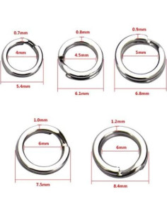 200 Anillas de División Acero Inoxidable JJZS 5-9mm para Joyería y Pesca 2