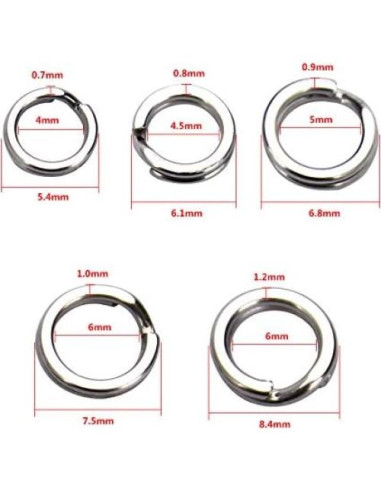 200 Anillas de División Acero Inoxidable JJZS 5-9mm para Joyería y Pesca