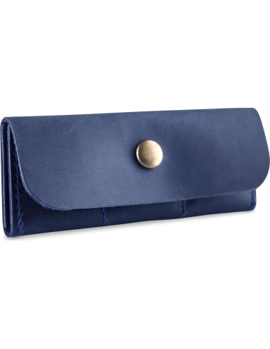 Estuche Porta Tarjetas SD de Cuero MAKYN Azul - Organizador 6 Tarjetas