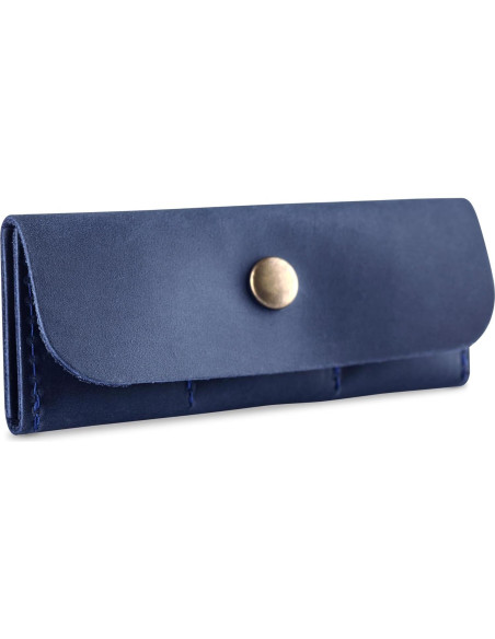 Estuche Porta Tarjetas SD de Cuero MAKYN Azul - Organizador 6 Tarjetas